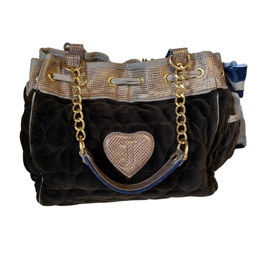 Vintage Juicy Couture Quilted Velour Tote Shoulder Bag - Picture 3 of 9